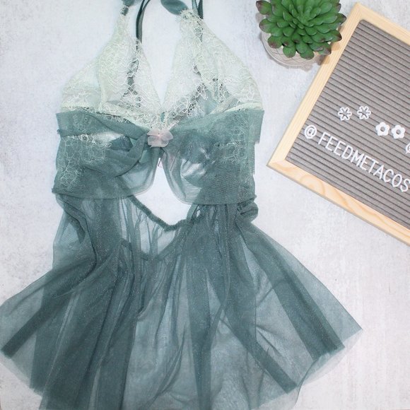 Victoria's Secret Other - Victoria's Secret Babydoll Chemise Slip Gray Blue